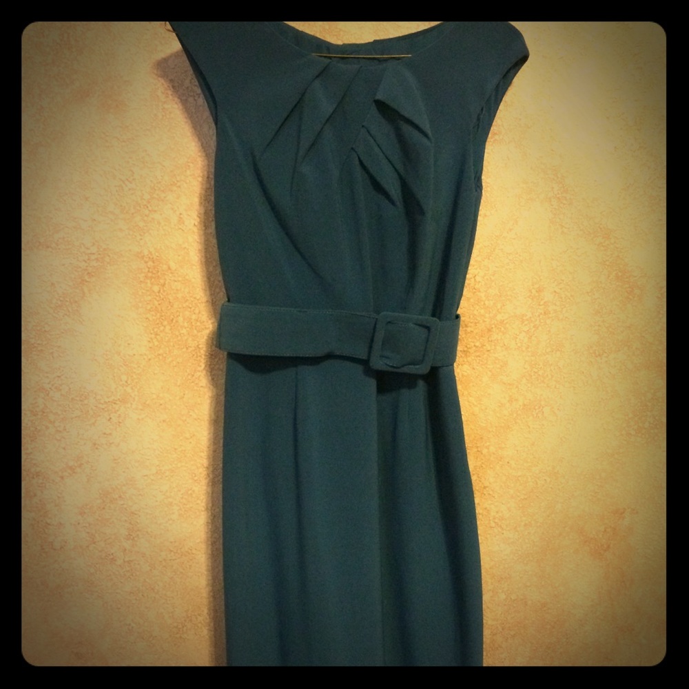 Adrianna Papell teal blue sleeveless dress